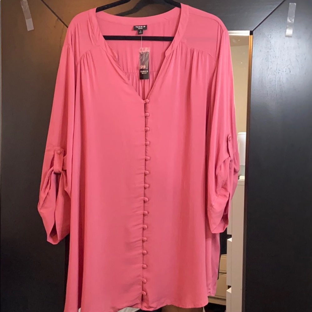 Torrid Dusty Rose Pink Blouse Tunic Sz 5 28w 5x